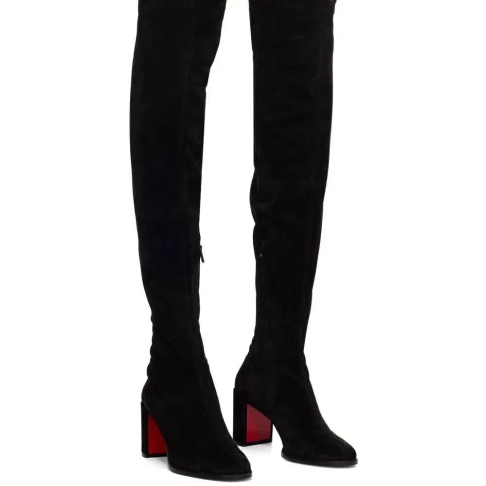 Christian Louboutin Black Stretchadoxa Botta Alta Suede Boots size 37